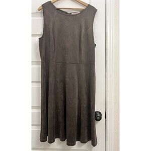 Philosophy Vegan Suede Midi Dress SZ 14 Taupe Brown Flowy Soft Boho Western